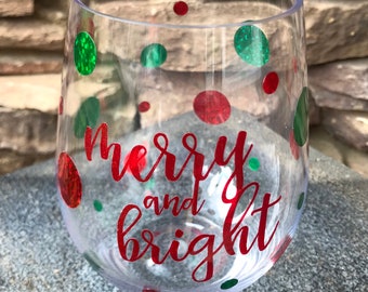 Merry & Bright Wine Glass