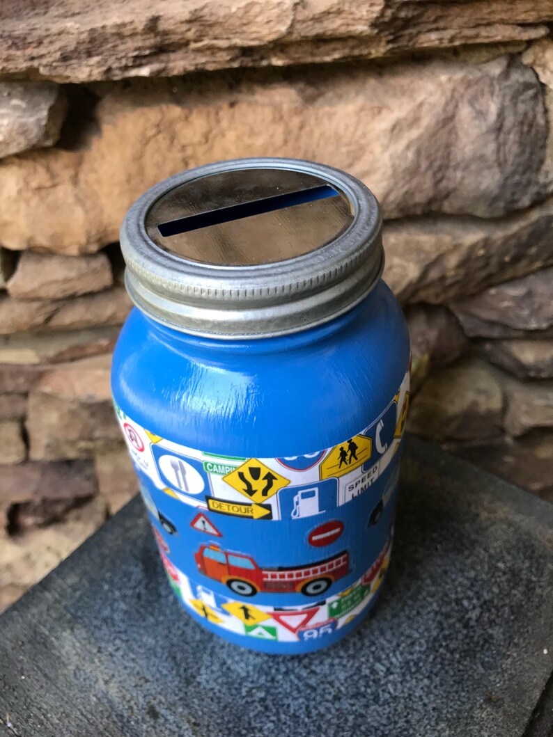 Boys Piggy Bank Mason Jar Etsy