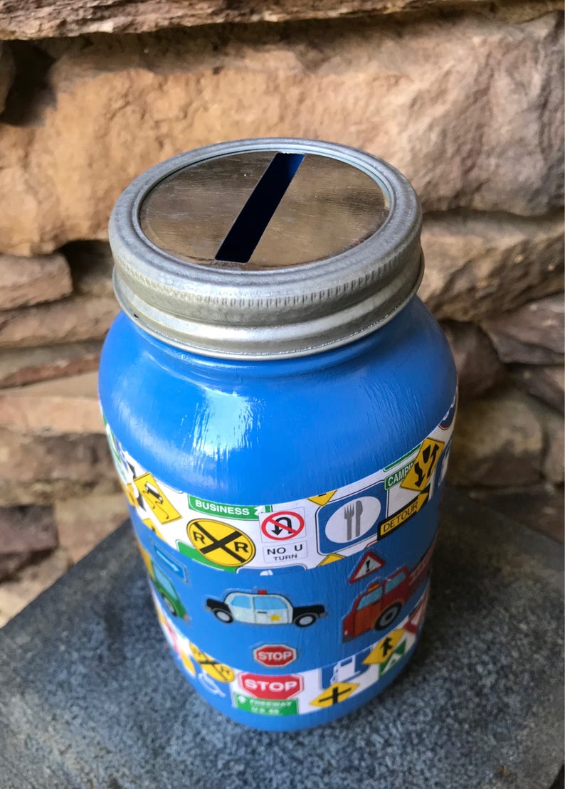 Boys Piggy Bank Mason Jar Etsy