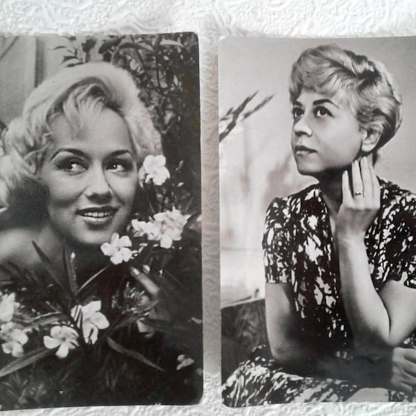 Old movie stars 50s Postcards set 2 Actress real photo Italian British celebrities Mid century film Collectible photograph black white card