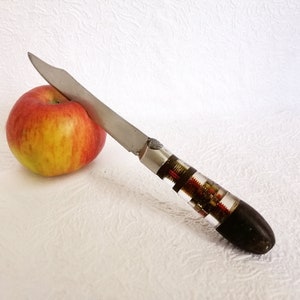Unique kitchen knife vintage Handmade prison art RARE Unusual intaglio Collectible Plastic handle Ornate Decorated Cutlery
