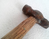 Old simple hammer Iron head Wood handle Primitive tool carpenter Retro decor Farmhouse WorkshopFarm Woodwork