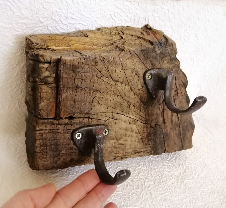 Unique Coat Rack Wall Mounted 2 Hooks Bar Old Recycled Wood Etsy UK