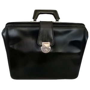 vintage Sac de médecin Grande mallette en similicuir Porte-documents en imitation de cuir végétalien noir Homme de voyage pour week-end Avocat Documents pour avocat Attache-case