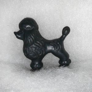 Small toy Black poodle dog Vintage Animal figurine Hard solid rubber