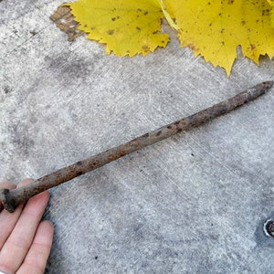 Antique Rusty spike nail Big Rusted metal Iron industrial decor Genuine barn salvage hardware Steampunk art craft supplies Props