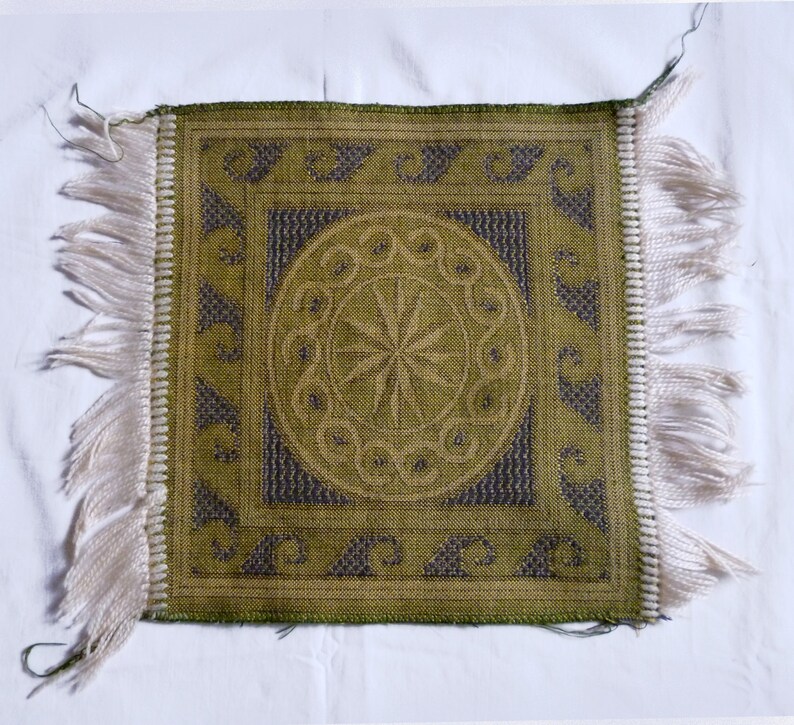 Green chair pad Small pile carpet rug Armchair stool cover Car seat mat Recliner Lounge Pets Decorative kilim Prayer Welcome Farmhouse decor