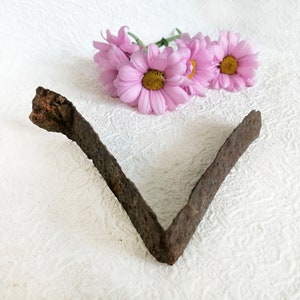 Rusty metal for craft Salvage V shape strip piece steampunk art decor Old iron finds Junk Supply metalcraft