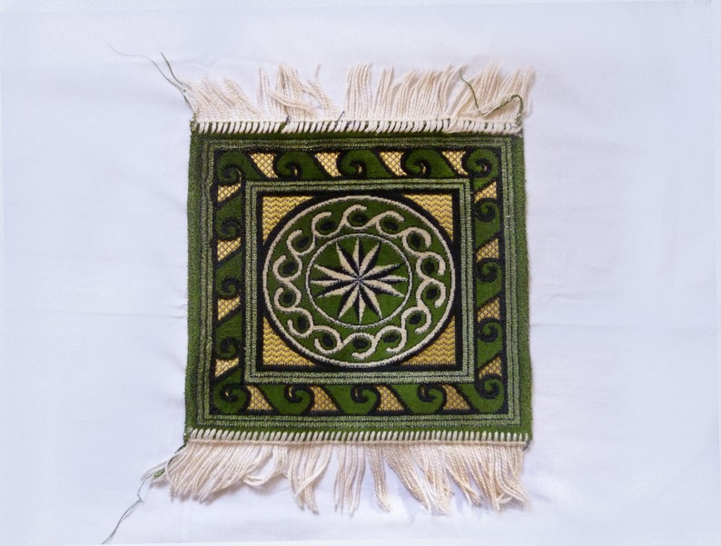 Green chair pad Small pile carpet rug Armchair stool cover Car seat mat Recliner Lounge Pets Decorative kilim Prayer Welcome Farmhouse decor