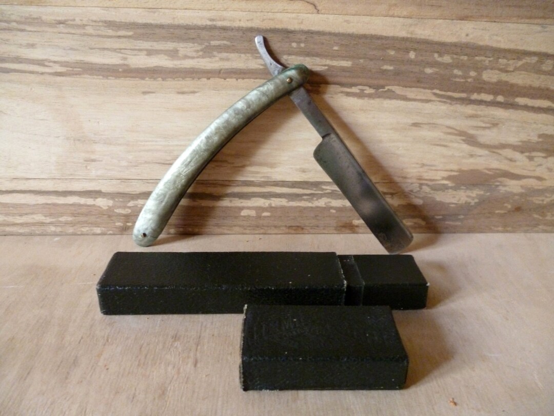 Straight Razor Vintage Cut Throat Blade in Case Wet Shaving Etsy