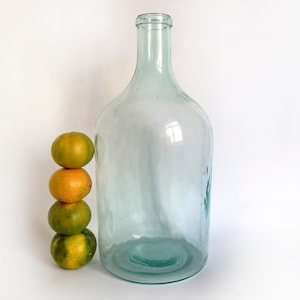 Clear glass bottle Vintage big large 5 Liter Wine milk water bottle Mid century glassware Retro rustic farmhouse