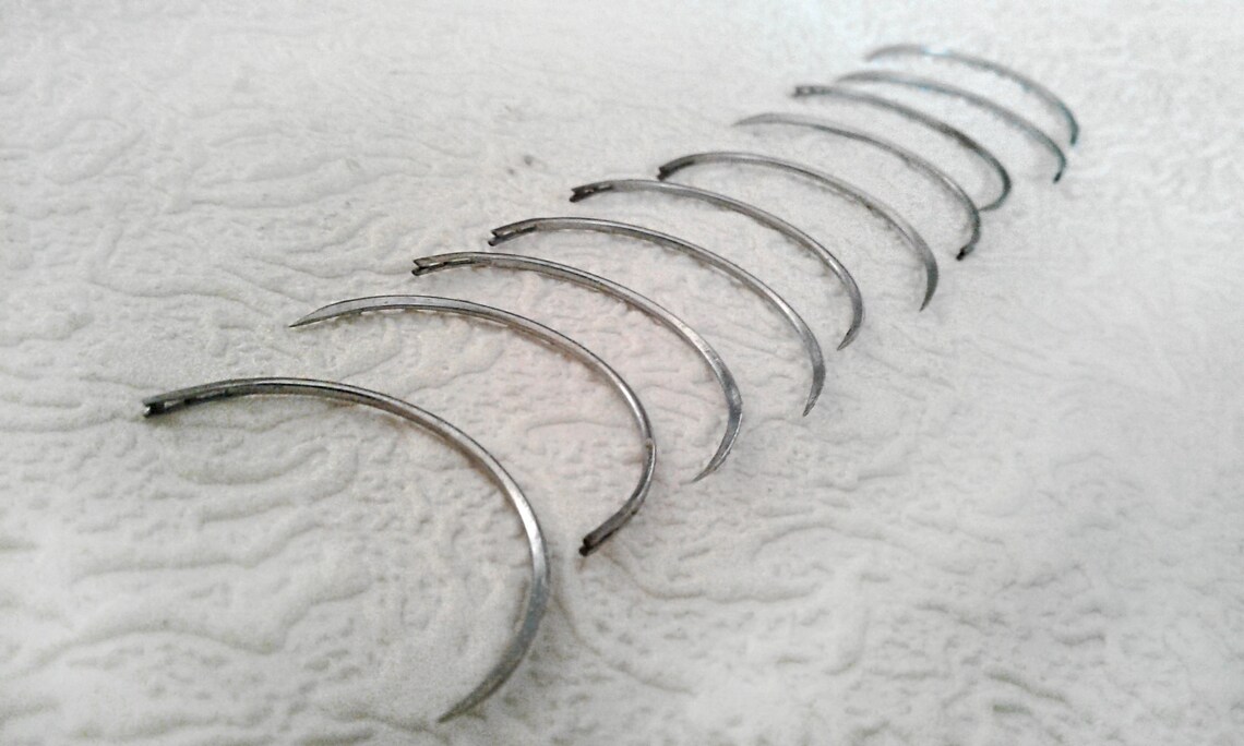 Curved Sewing Needles Set 10 Pieces Medical Clinic Instrument Etsy