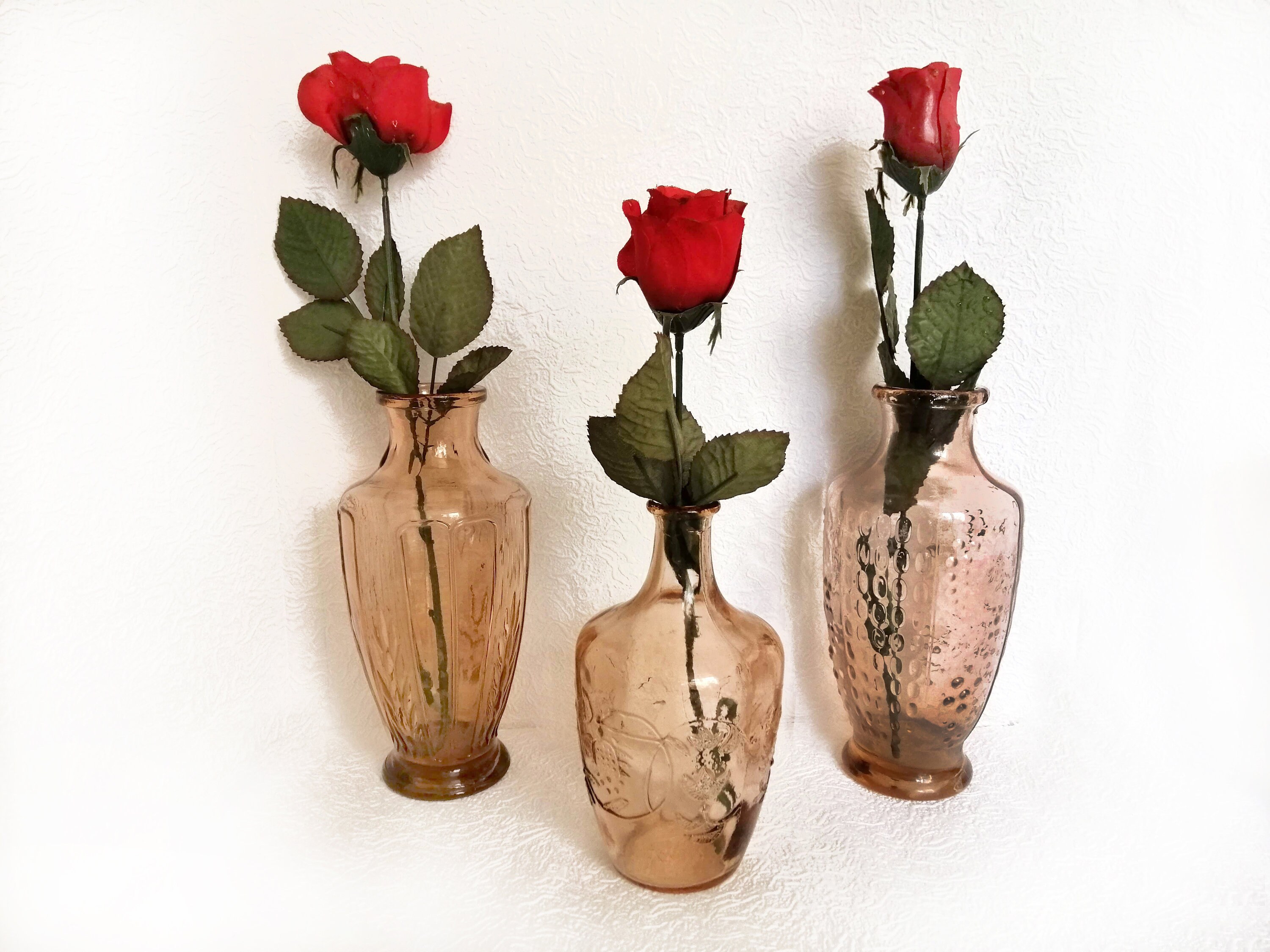 Vaso In Vetro Ambra Per Fiori, 500 Ml - Design Vintage Con Corda Di Iuta, 16,2x8,4 Cm, Decorazione Da Tavolo Per Matrimonio E Casa