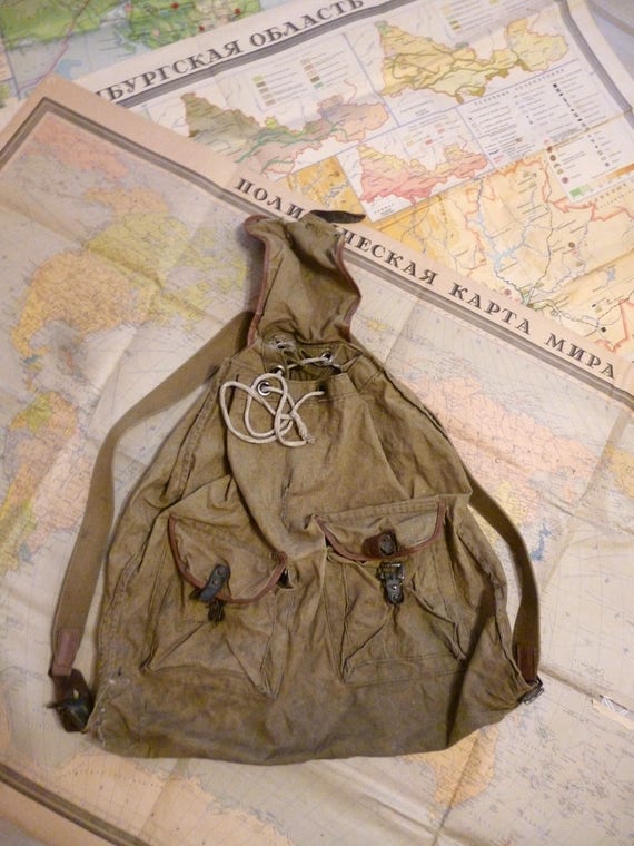 Antique Canvas Backpack 30s Distressed Genuine Salvage Old