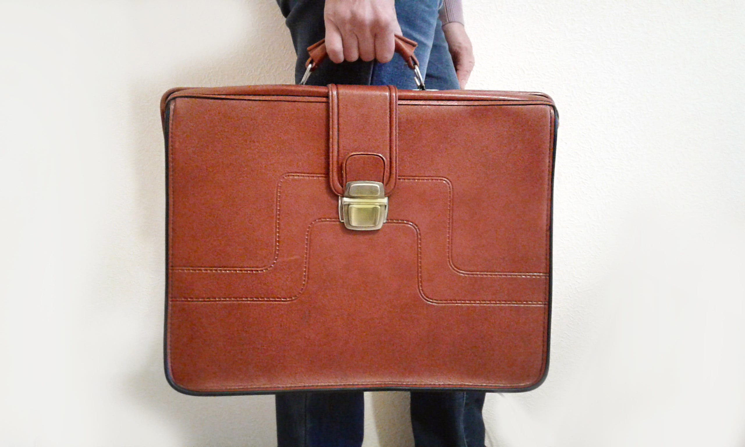 Doctors bag Briefcase Large travel portfolio Vintage Brown tan Etsy