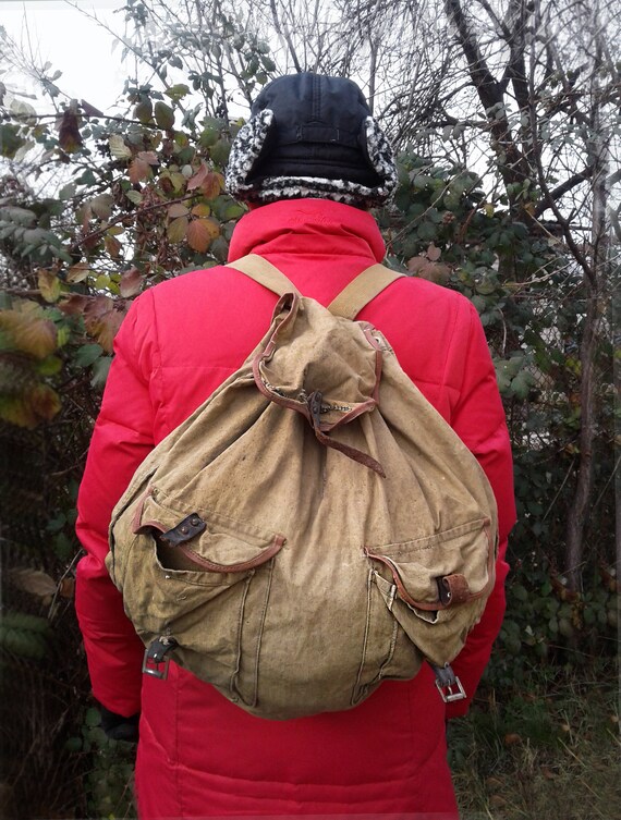 Antique Canvas Backpack 30s Distressed Genuine Salvage Old Military Primitive Khaki Haversack Rucksack Knapsack Burning Man Bag Movie Props Etsy UK