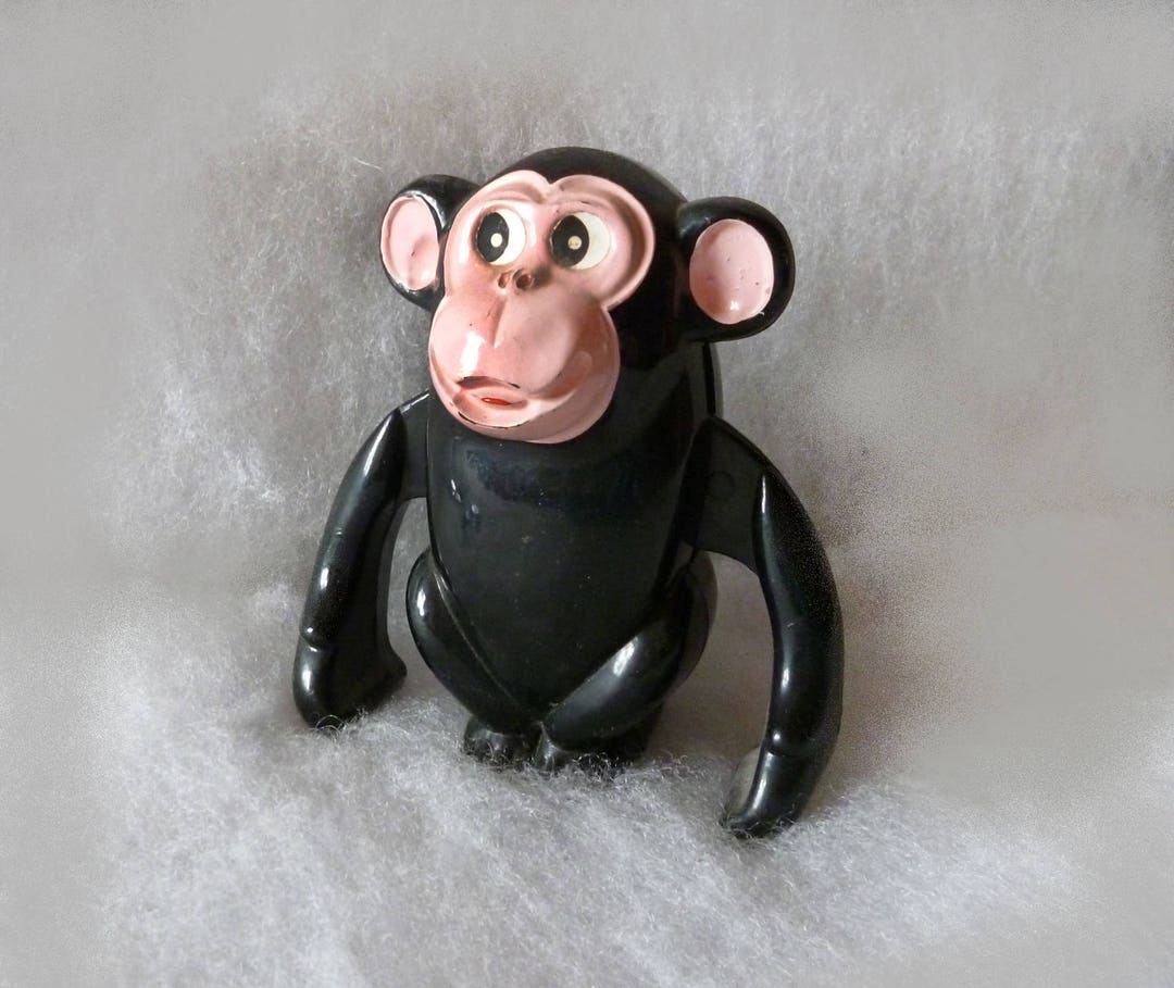 Wind up Monkey Toy Jumping Vintage Clockwork Black Ape Etsy UK
