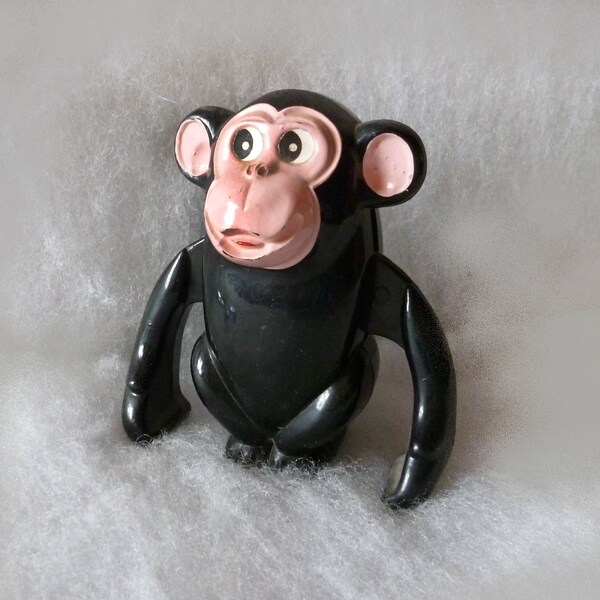 Wind up Affe Spielzeug springen Vintage Uhrwerk Schwarzer Affe Mechanisches Tier Schimpanse Puppe Kunststoff Befestigter Schlüssel hüpfender Uhrwerk Aufziehfigur