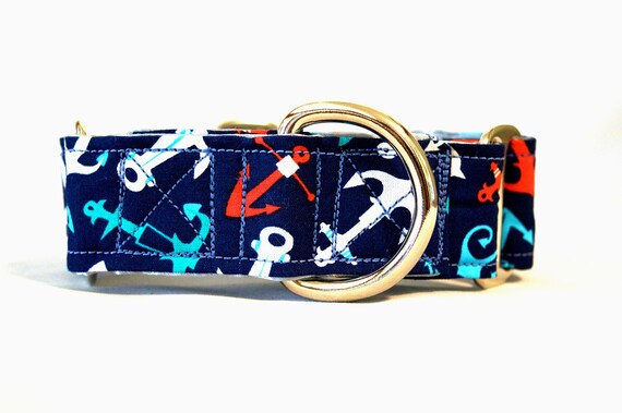 Anchor Nautical Martingale Collar: SILVER HARDWARE
