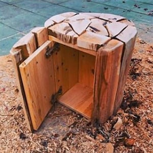 Wood stump hidden cabinet