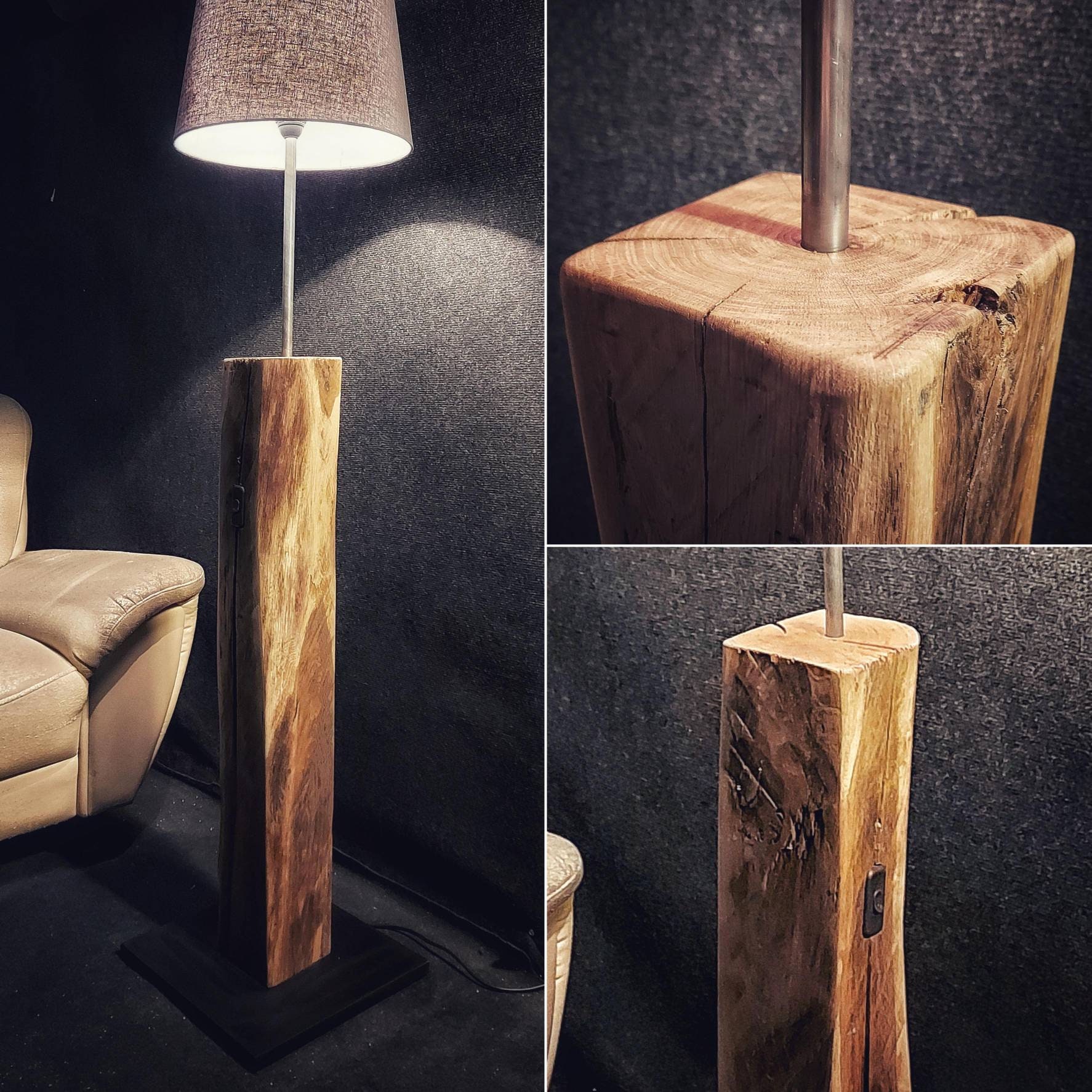 Rustic wooden floor lamp | Etsy