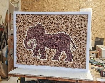 Elephant picture from corks