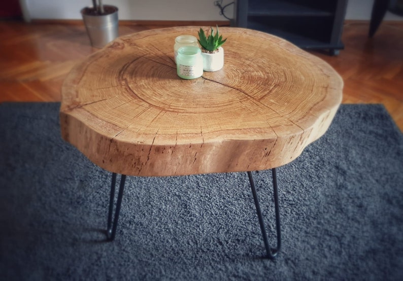 Oak coffee table vith live edge image 1