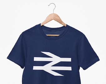 British Rail Logo T-Shirt Trainspotter Mens Unisex T-Shirt - Vintage Trains Train Trainspotter Subway Army Football Matchday Crew Match Day