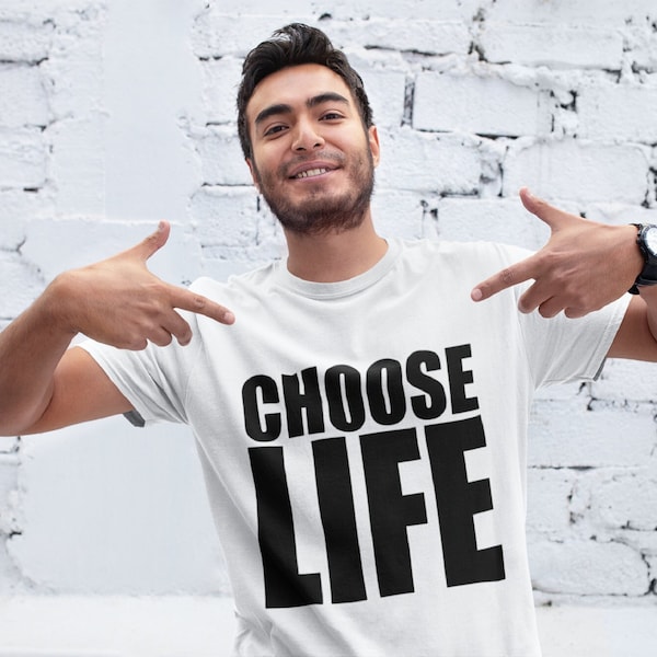 Choose Life Tshirt - Wähle Leben 80er Jahre Schwarz oder Weiß Tee Party Song George Musik Video 80er Party Geburtstag Kostüm T-shirt