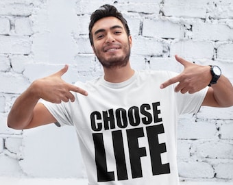 Kies het leven T-shirt - Kies het leven jaren 80 zwart of wit T-shirt partij lied George muziekvideo jaren 80 partij verjaardag verkleedkostuum T-shirt