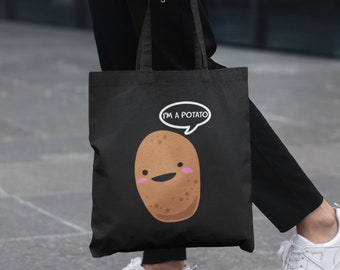 I'm A Potato Shopping Tote Bag Funny Potato Vegetable Food Present Cute Lazy Teen Silly Novelty gag joke silly foodie veggie vegan farm