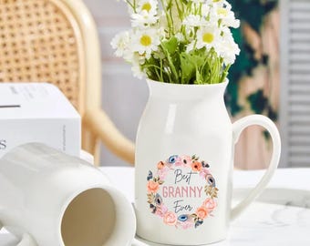 Mooie Moederdag melkkan vaas - beste oma ooit bloemenkrans keramische gepersonaliseerde vaas oma oma oma oppas oppas grootouders