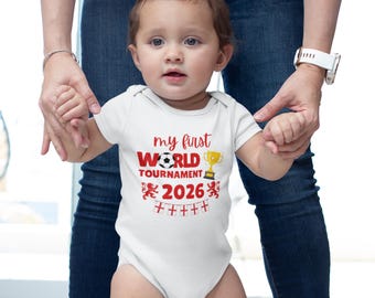 My First World Tournament Baby Vest England Football Baby Bodysuit Newborn Baby Gift Baby Shower Gift England Football Fan Baby Grow