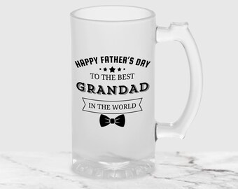 Personalised Fathers Day Beer Glass Custom Worlds Best Dad Daddy Grandad Papa Pops Beer Mug Pint Glass Birthday Gift Happy Father's Day 2026