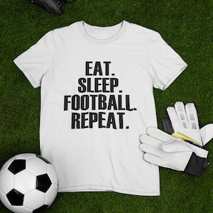 Eat Sleep Football Repeat Kids T-Shirt, Kid&#39;s Football T-Shirt, Sports Shirt, Football Lover kids T-Shirt, Football Unisex Player T-Shirt