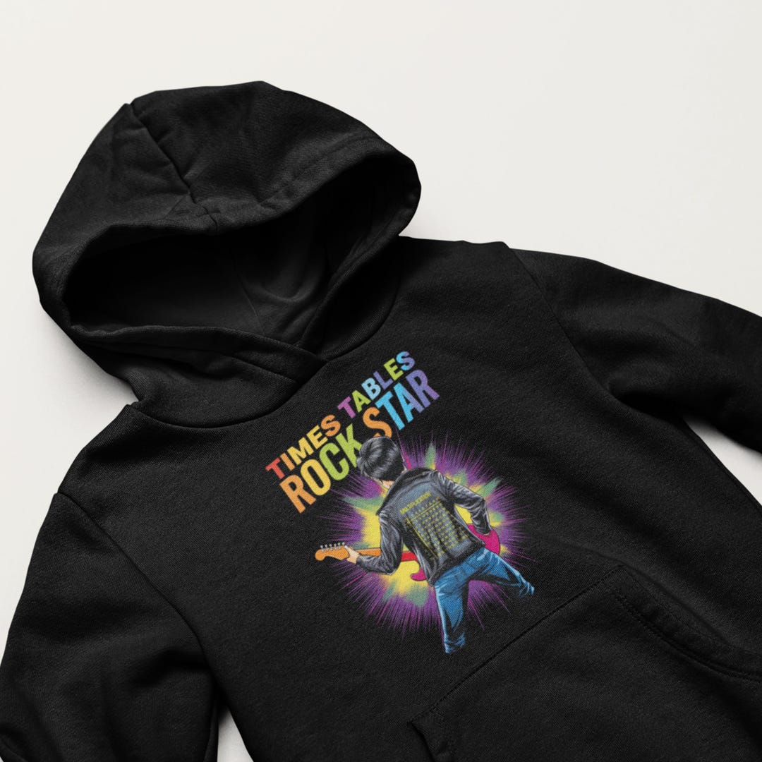 Times Tables Rockstar Kids Hoodie – Leather Jacket Rainbow Explosion ...