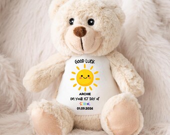 Personalised First Day of School Good luck Teddy | Custom Name & Date School Starter Keepsake Gift | Back to School Bunny Bear Animal Plush