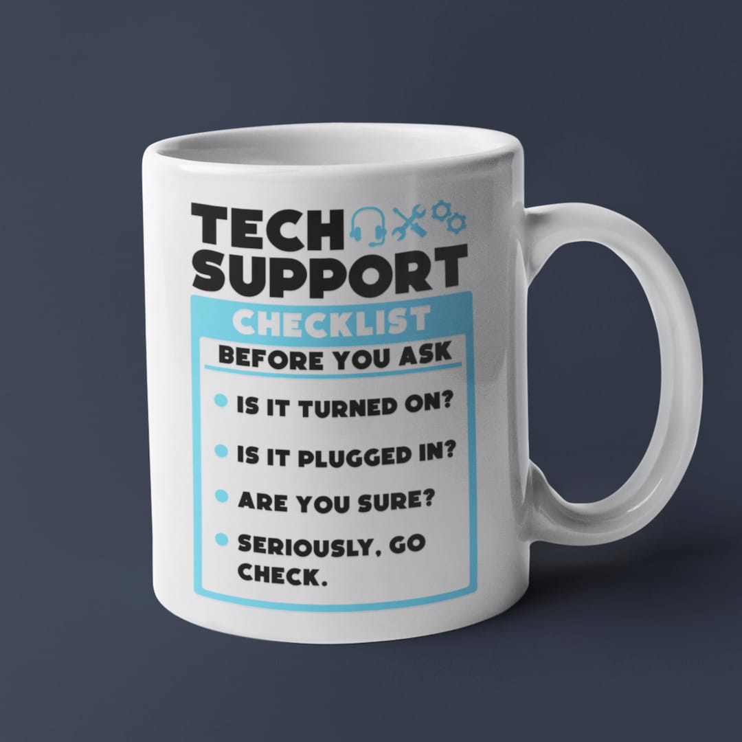 Tech Support Checklist Mug | Funny IT Gift | Programmer Geek Coffee Cup ...