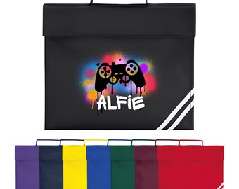 Personalised School Bag for Boys and Girls - Gamer Gaming Controller BookBag for Preschool Reception Infants KS1 Early Years P1 Primary Kids