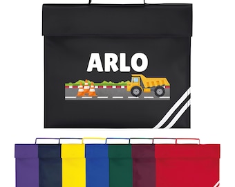 Personalised School Bookbag Children's Road Car Truck Named Boys Book Bag Preschool Reception Infants KS1 Early Years P1 Primary Girls Kids