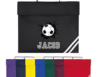 School Book Bag Personalised for Boys - Children's Football Mad Footie Player BookBag for Reception Infants KS1 Early Years P1 Primary Kids