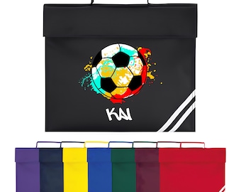 Personalised Book Bag for Boys - Children's Football Mad Footie Player BookBag for Reception Infants KS1 Early Years P1 Primary School Kids