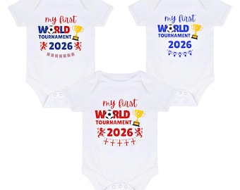 My First World Tournament Baby Vest England Scotland UK Football Baby Bodysuit Newborn Gift Baby Shower Gift Football Fan Baby Grow