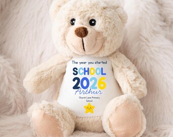 Personalised First Day of School Teddy | Boys Star Name & School Keepsake | Back to School Bunny Bear Plush Gift 2026