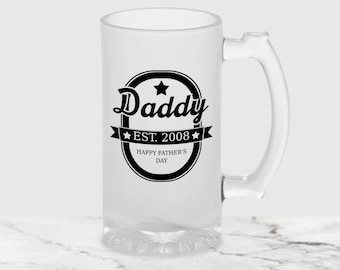 Personalised Dad Daddy Beer Glass Custom Name Custom Year Frosted Pint Glass Fathers Day Gift Birthday Gift Christmas Gift Beer Mug For Men