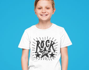 Dziecięca koszulka ROCKSTAR, strój szkolny na dzień, przebranie, koszulka z motywem muzycznym inspirowanym heavy metalem, koszulka dla chłopców i dziewcząt, szkoła