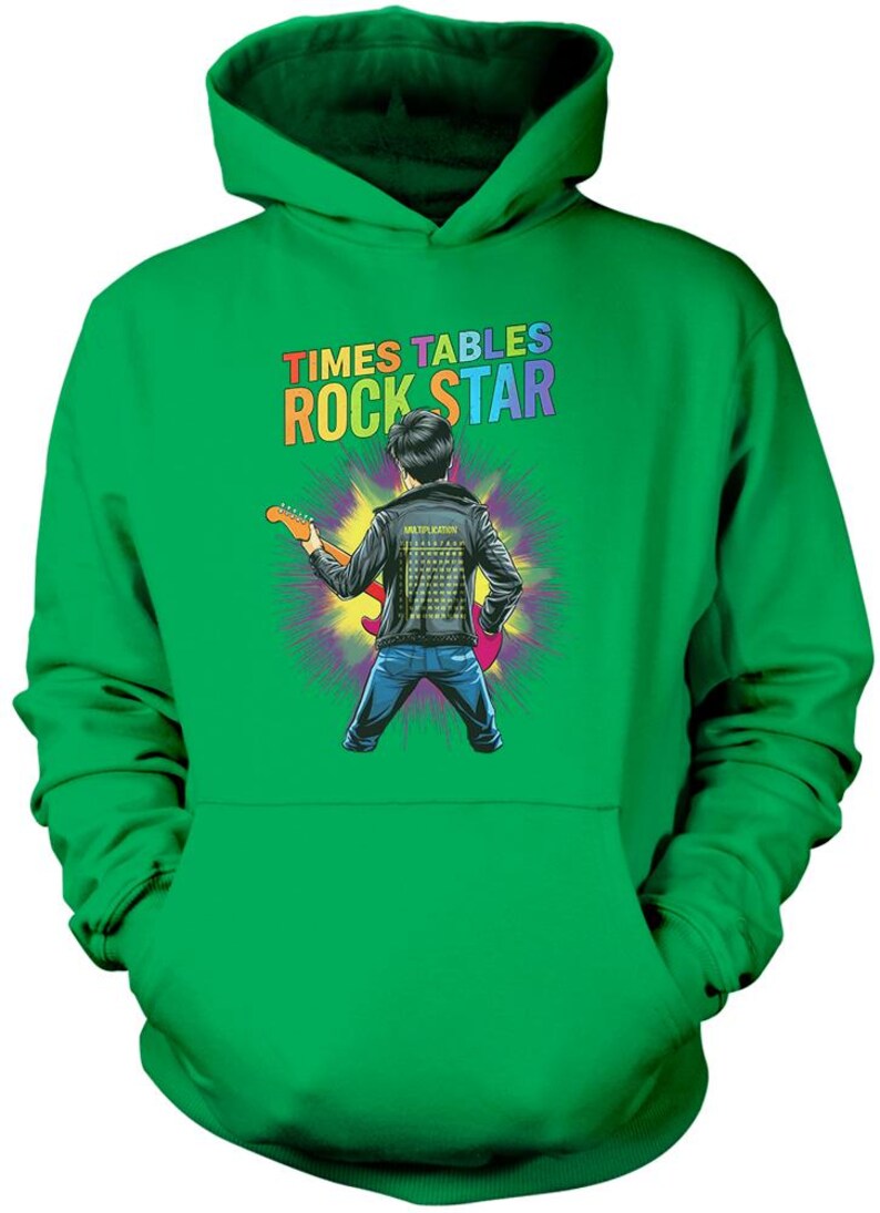 Times Tables Rockstar Kids Hoodie – Leather Jacket Rainbow Explosion ...