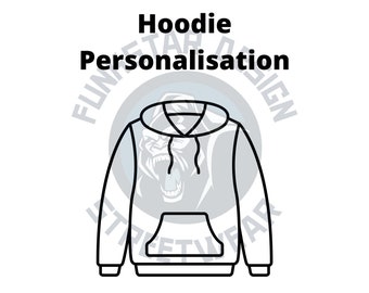 Personalisatie - Naam op de achterkant van hoodie. Toevoegen aan bestaande bestelling. Funkstar Ontwerp