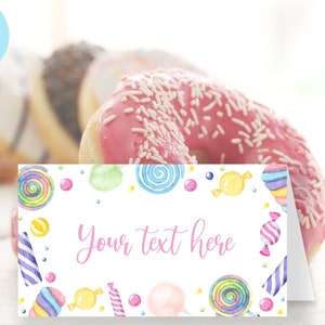 Editable Candy Land Birthday Tent Cards, Food Labels (Digital)