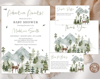 Adventure Awaits Baby Shower Invitation Set (Digital Download)